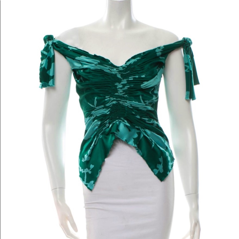 David Szeto Floral Printed Silk Top